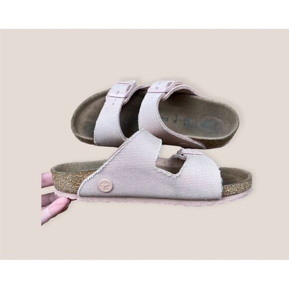 Birkenstock Arizona Kids Vegan textile soft pink sandals - Picture 3 of 6